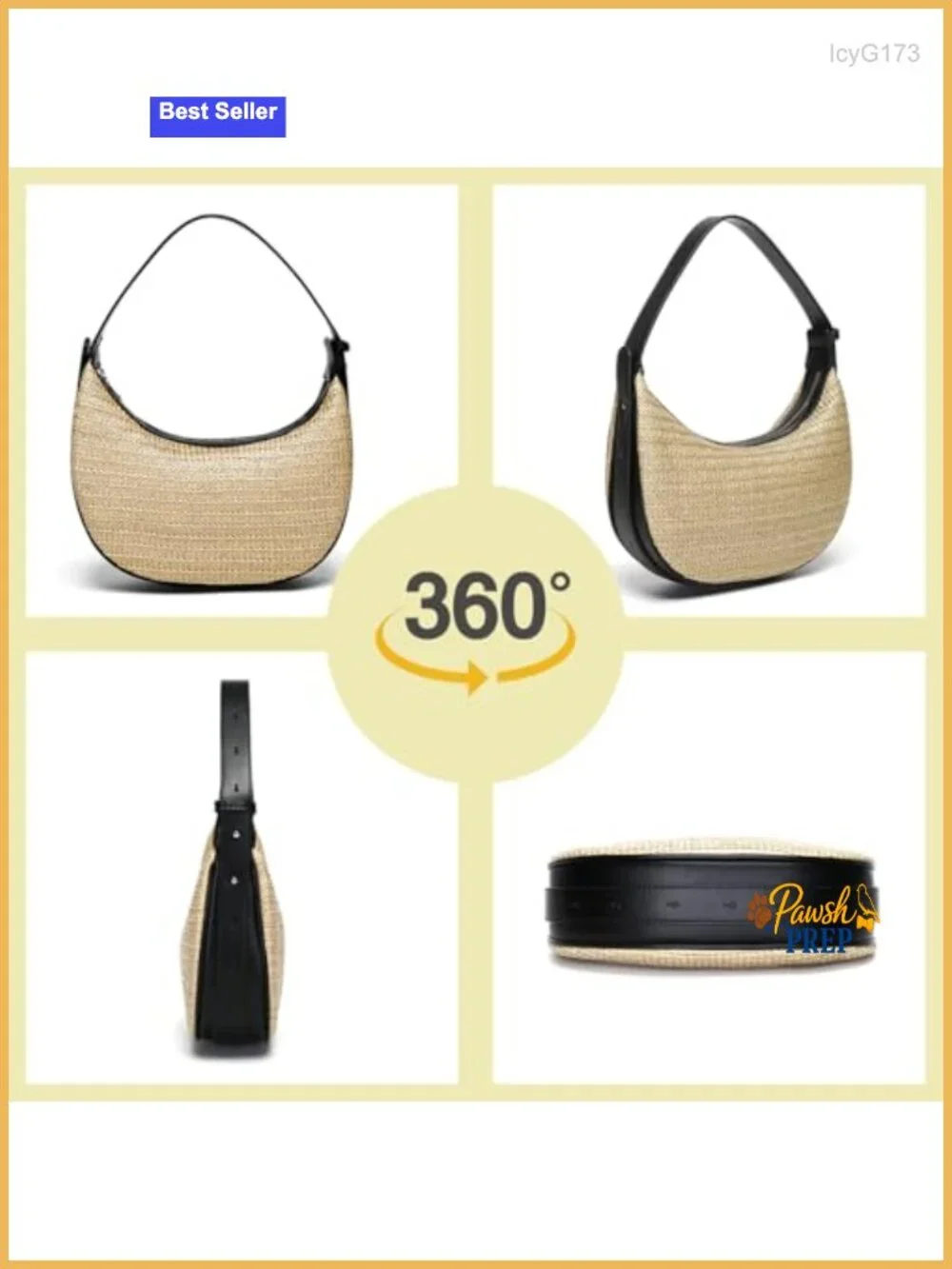 Handwoven Straw Hobo Shoulder Bag Purse Crossbody Women